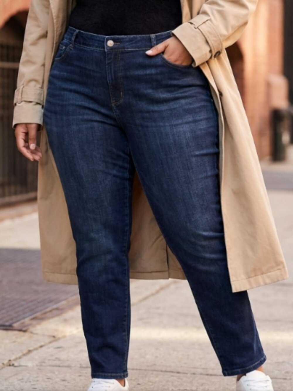 Lee Dark Wash Relaxed Fit Straight Leg Jeans Plus 28W Medium Classic Blue Denim